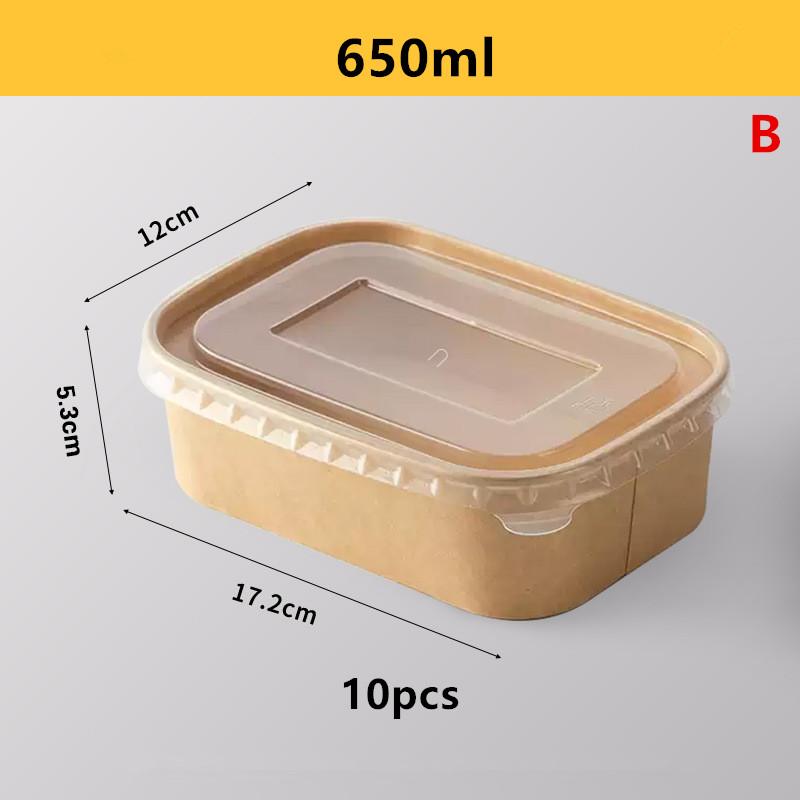 Food Grade Kraft Paper Salad Bowls with Lids Disposable Takeout Tableware for Restaurants Parties Picnic Food Delivery B