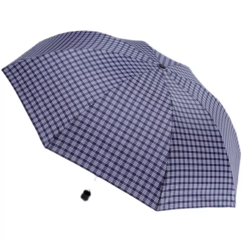 Tiangtang 33641E Kids' Manual Three-Fold Plaid Umbrella, Black