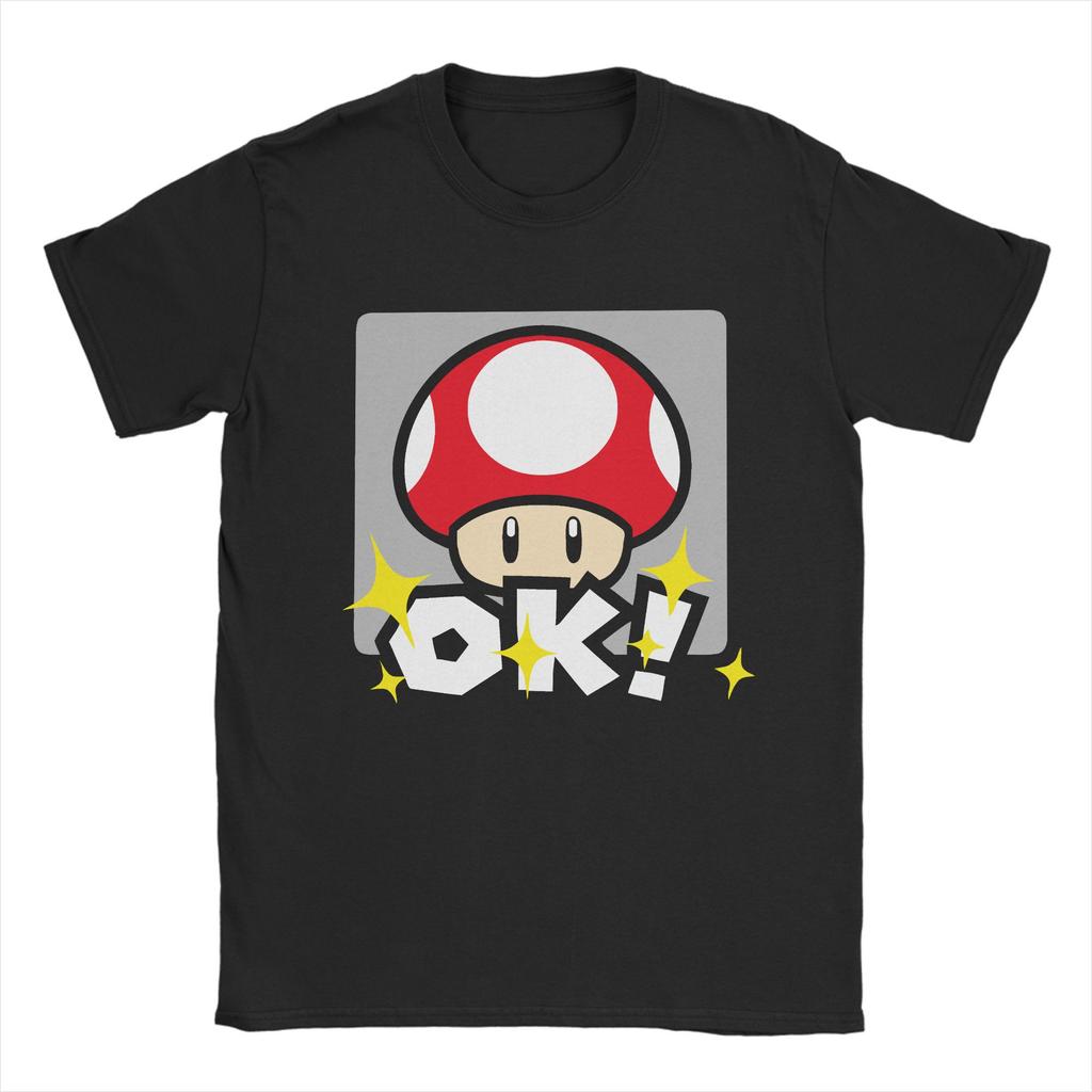 Super Marios Red Mushroom Men's Women's T Shirts Vintage Tee Shirt Short Sleeve Crew Neck T-Shirt Cotton Gift Idea Tops