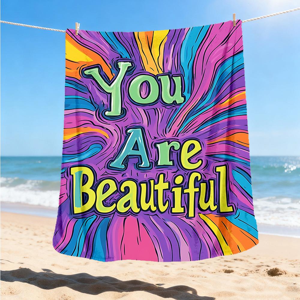1pc You Are Beautiful Poster Outdoor Flannel Blanket Soft All Season Polyester Throw , Perfect for Picnics & Travel , Picnic Accessory 80x120cm