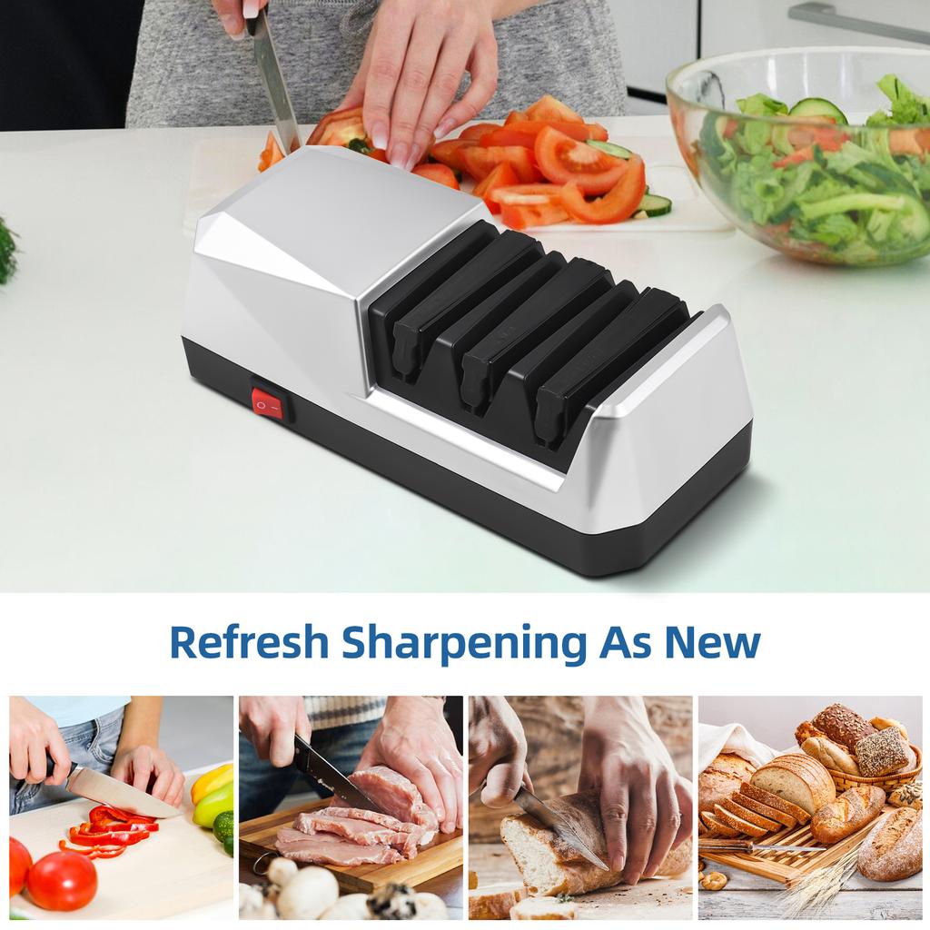Elektryczna ostrzałka do noży Wielofunkcyjny 3-stopniowy system ostrzenia noży kuchennych z