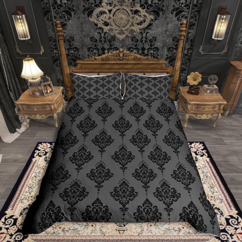 

Комплект пододеяльника Homewish в винтажном дамасском цветочном стиле, комплект чехла для одеяла с готическим черепом, желто-черный постельный комплект для мужчин и женщин DE XS 100x135cm 2pcs&set