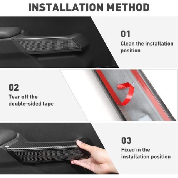 Door Armrest Handle Protector Cover Trim For Ford Bronco +Carbon Fiber ABS