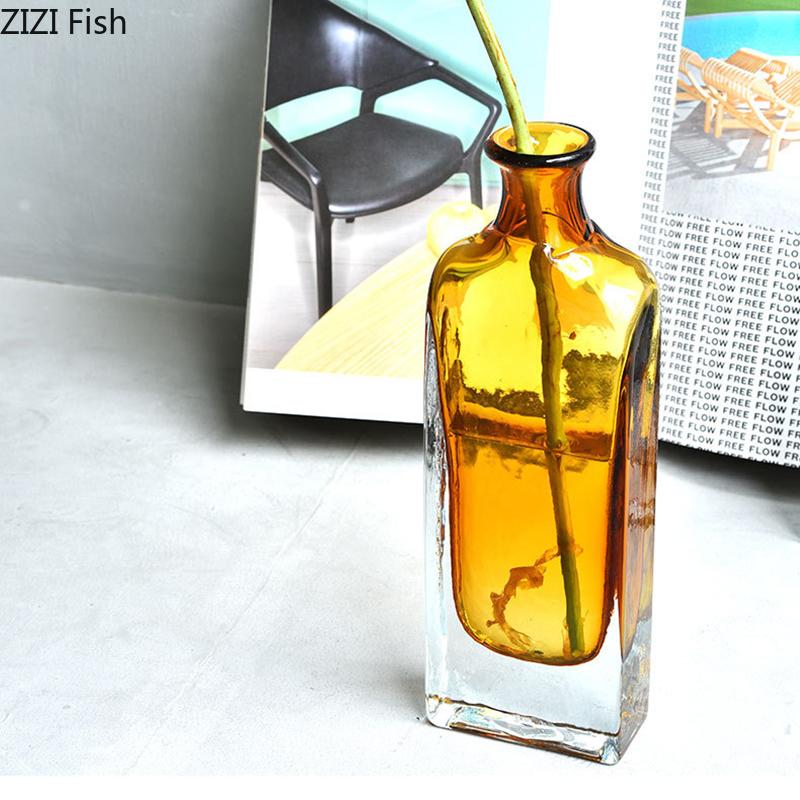 Two Tone Transparent Glass Vase Hydroponics Plant Pots Table Decoration Flower Arrangement Floral Vases Room Aesthetic Decor