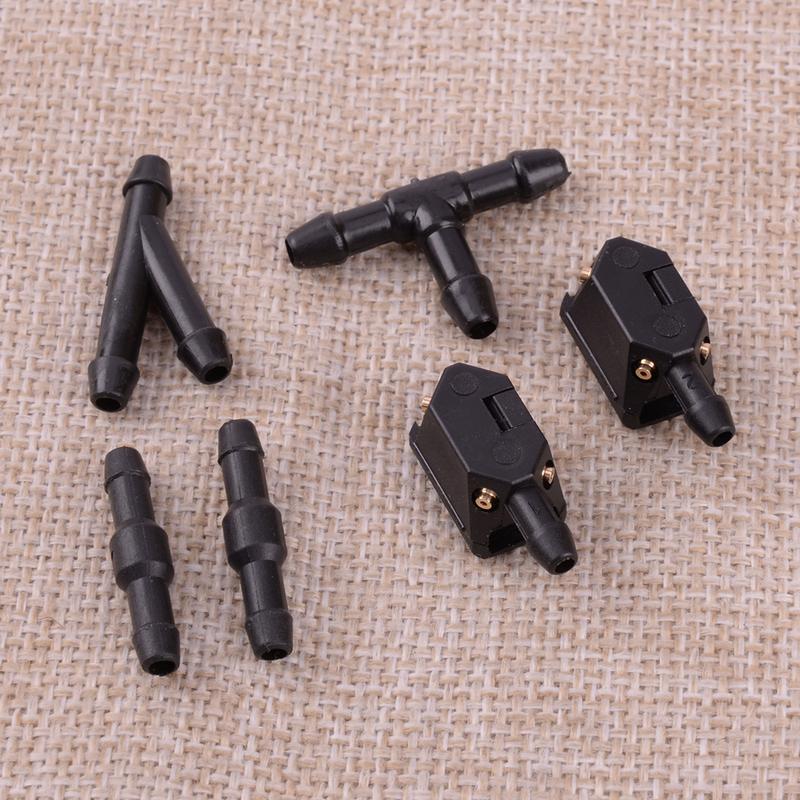 Car Front Windscreen Wiper Arm Washer 4 Way Check Valve Tube Pipe Hose Nozzle Set