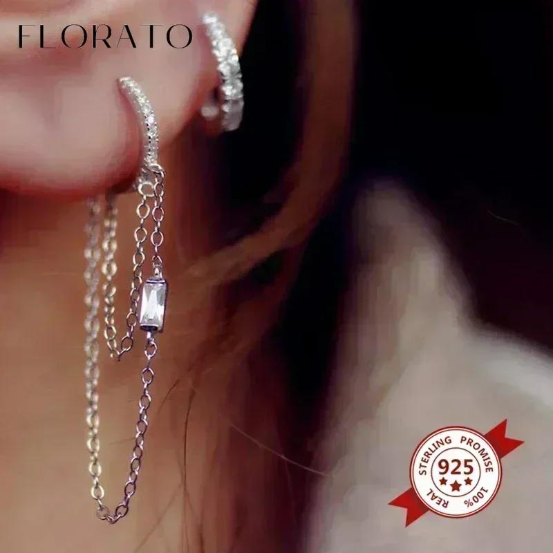 FLORATO 925 Silver Earrings Chain Tassel Pendant Earrings Zircon Silver Earrings for Women Trend Luxury Wedding Jewelry