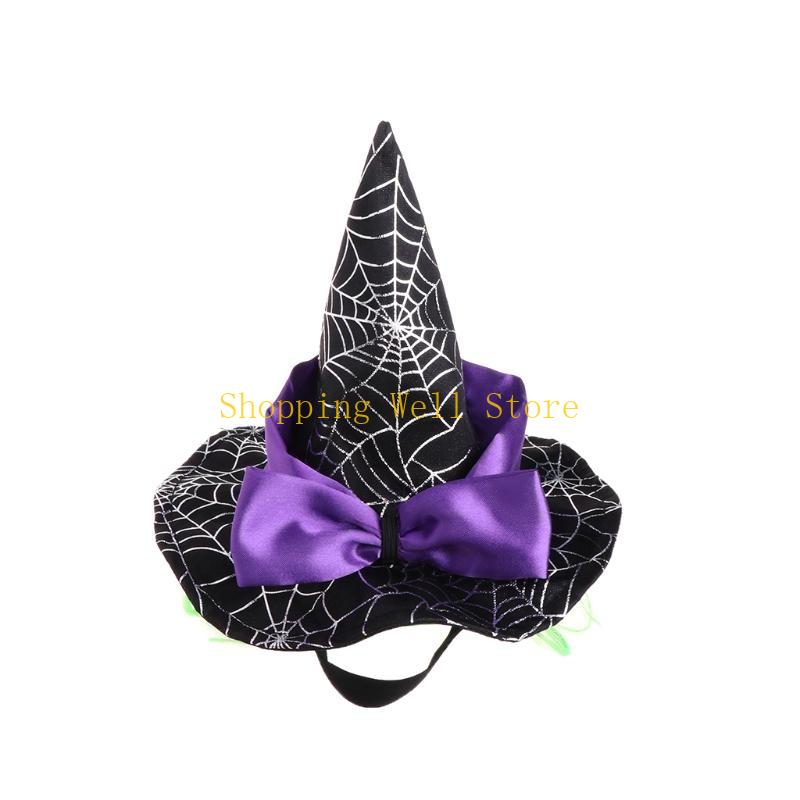 KX4B Pet Halloween Christmas Party Costume Web Pattern Realistic Wizard