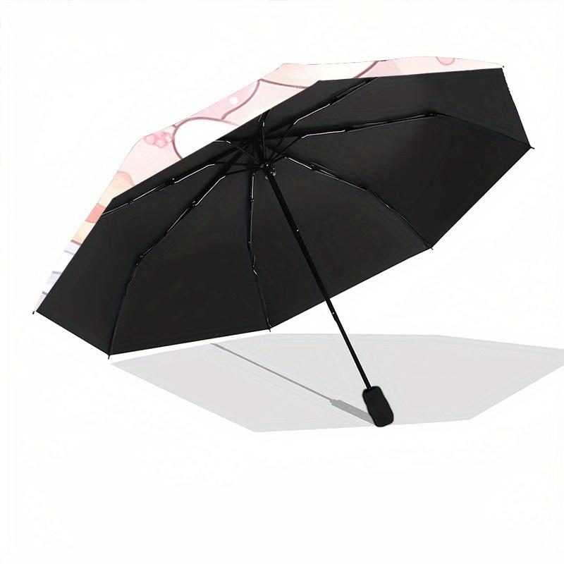 1pc Cake and Cute Bunny Automatic 3-Fold Fashion Umbrella Design, Cute Cartoon Pattern, Portable Outdoor Umbrella, Perfect, Holiday Gift for Disney Fa
