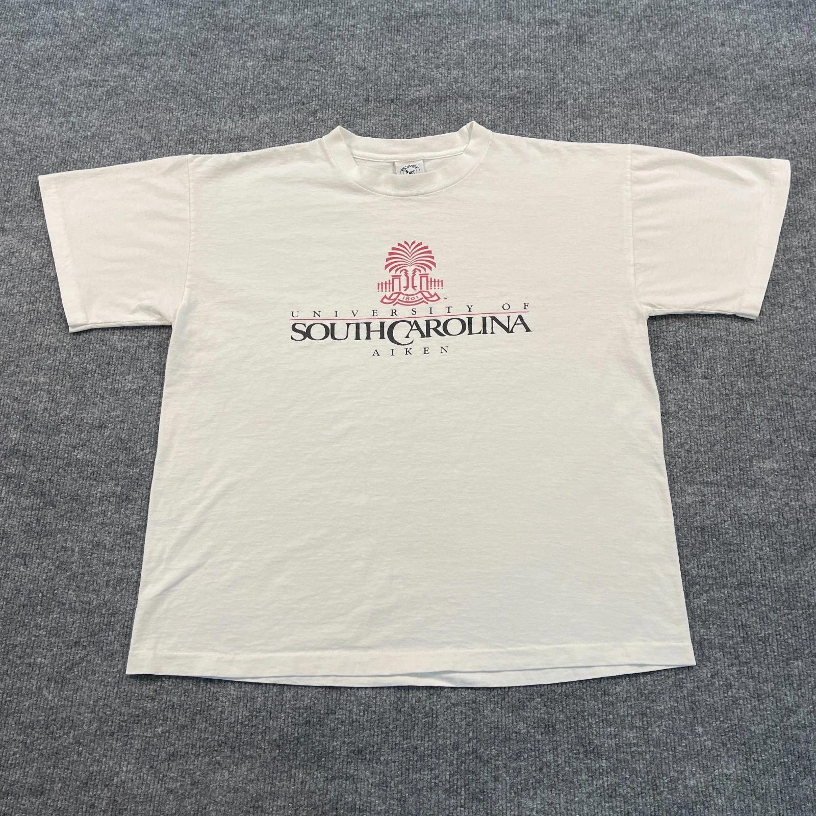 Винтажная футболка 90-х Университета Южной Каролины в Эйкене, размер L, 21x24, белая L