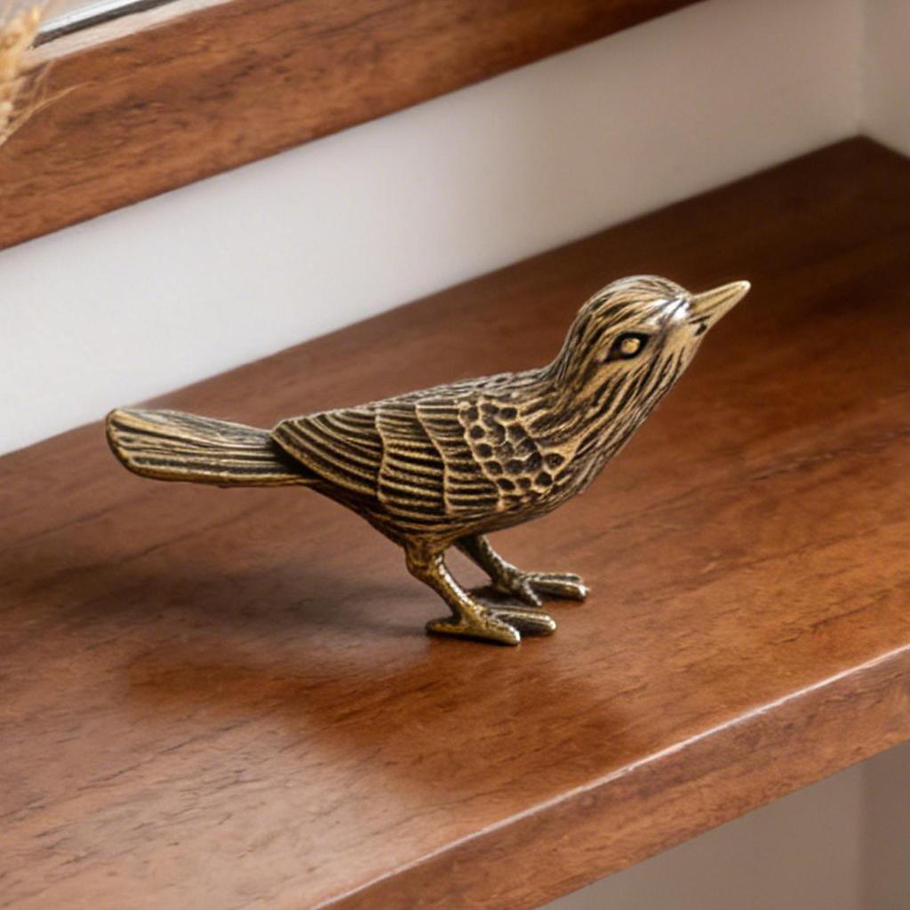 Small Bird Figurines Vintage Brass Animal Figurine Bird Desk Ornament For Home Living Room Bedroom Mantel Fireplace Shelf