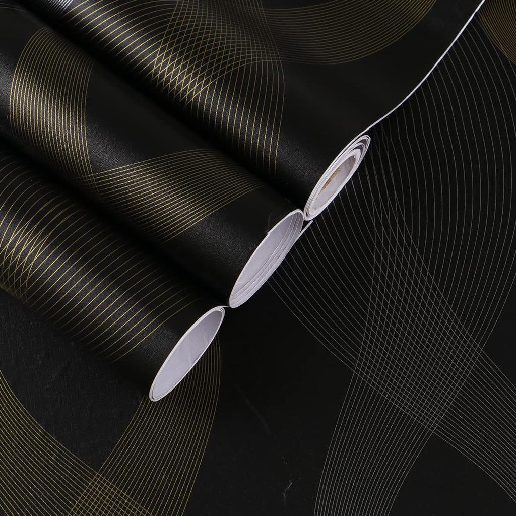 Black PVC Striped Self-adhesive Wallpaper Moisture-proof Living Room TV Home Decoration Background Wall Self-adhesive Sticker
