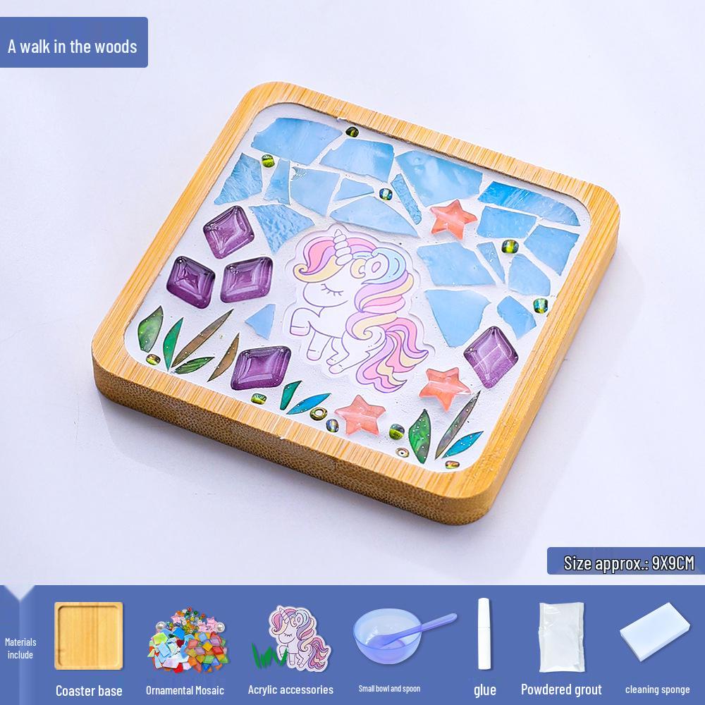 DIY Mosaic Coaster Kit: Creative Glass Sticker Craft for Kids & Adults
