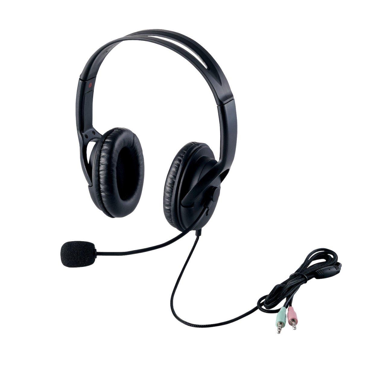 

ELECOM HS-HP28BK Headset with Microphone, Binaural, Overhead, Single-Ended Cable, 1.8m