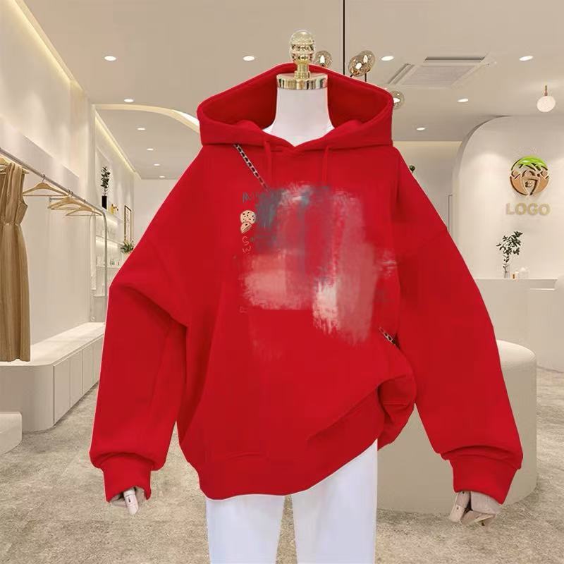 Fleece thickened hooded sweater women's autumn and winter, new loose fashion coat hoodie
