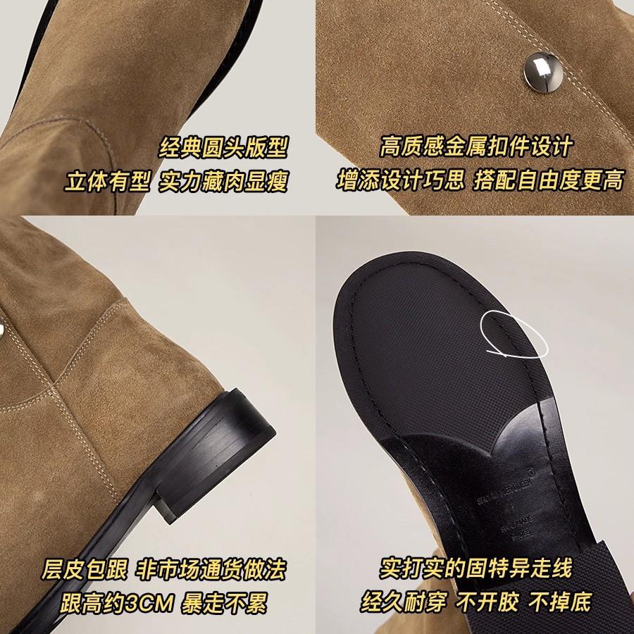 Niche Button Foldable Slim Pile Boots But Knee Leather Boots Two Wear Women's Medium Tube Knight Boots Long Tube Martin Boots