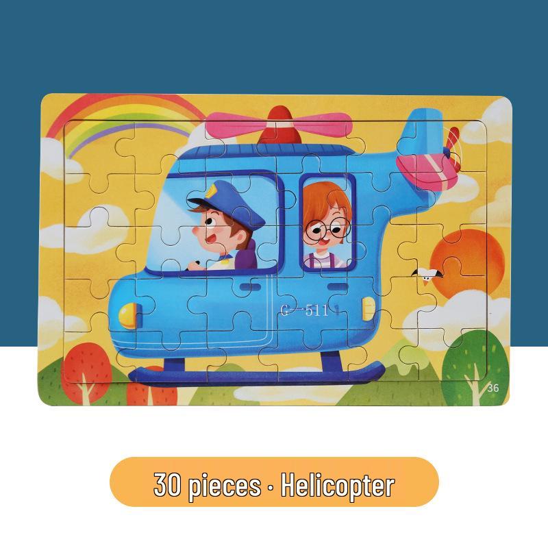 30-Piece Wooden Dinosaur Cartoon Animal Puzzle for Kids - Early Education & Intellectual Toy