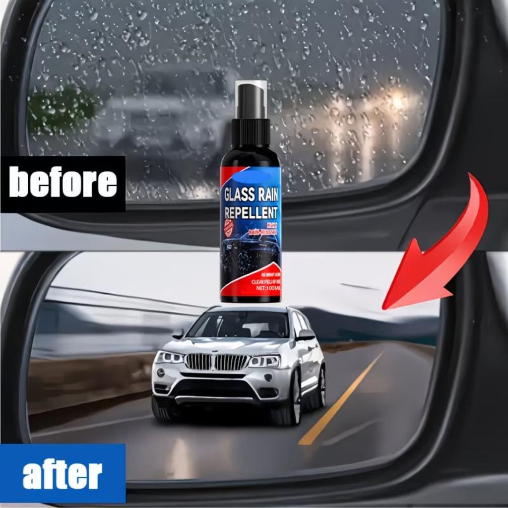 Nano Glass Rain Repellent Spray for Car Windows and Rearview Mirrors 100ml Water Resistant Anti-Fog Coating for Clear Visibility
