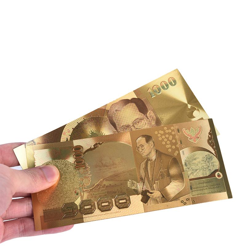 

Таиланд Банкнота 1000 бат в 24-каратном золоте бумажные деньги пластиковая рамка коллекция