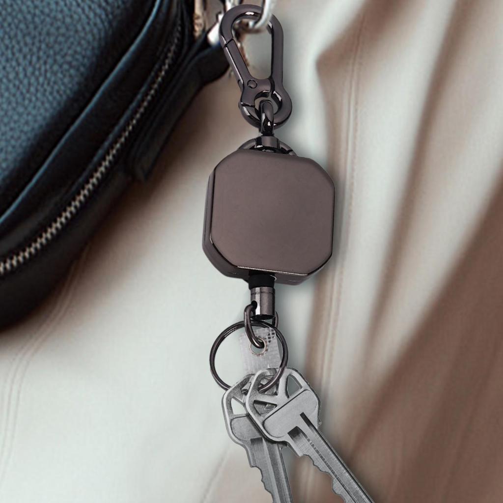 Retractable Key Ring Carabiner Extender With Chain Retractable Badge Clip For Camping Daily Commute Hiking Outdoor Travel