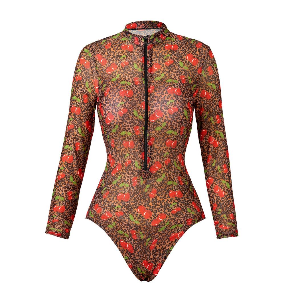Women's Sexy V,Neck Printed One,Piece Swimsuit