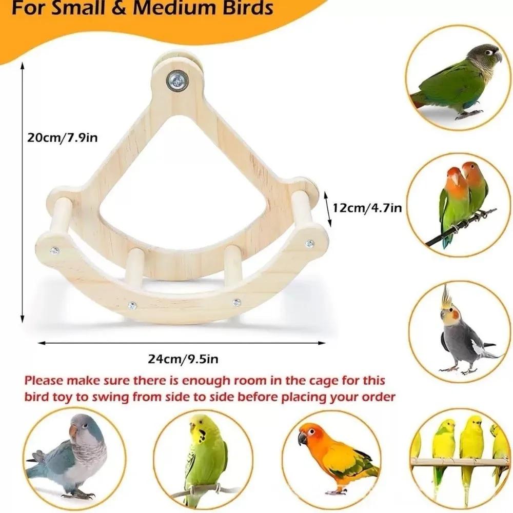 Bird Perch Toy Wooden Bird Swing Toys Hanging Bite Resistant Parrot Stand Wheel Durable Parrot Enrichment Toy Entertainment