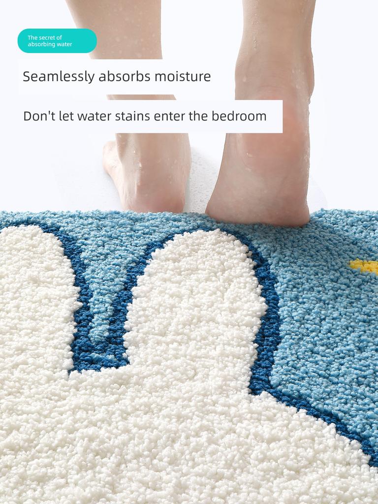 Dajiang Cartoon Miffy Collaboration Bathroom Mat Flocked Toilet Mat Non-Slip Mat Entrance Cleaning Carpet