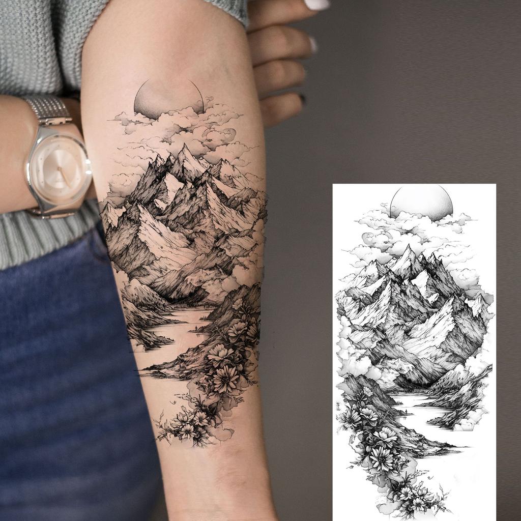 1 Sheet 3D Watercolor Universe Planets Temporary Tattoos For Men Women Long Lasting Waterproof Fake Tattoo Sticker Body Arm Art