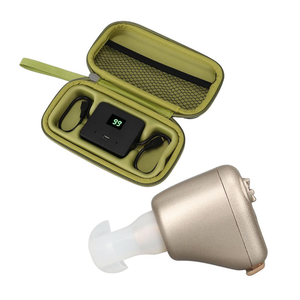 Rechargeable Sound Amplifier Medical Grade Silicone Ergonomic Compact Silver Ear Hearing Device for Daily Life