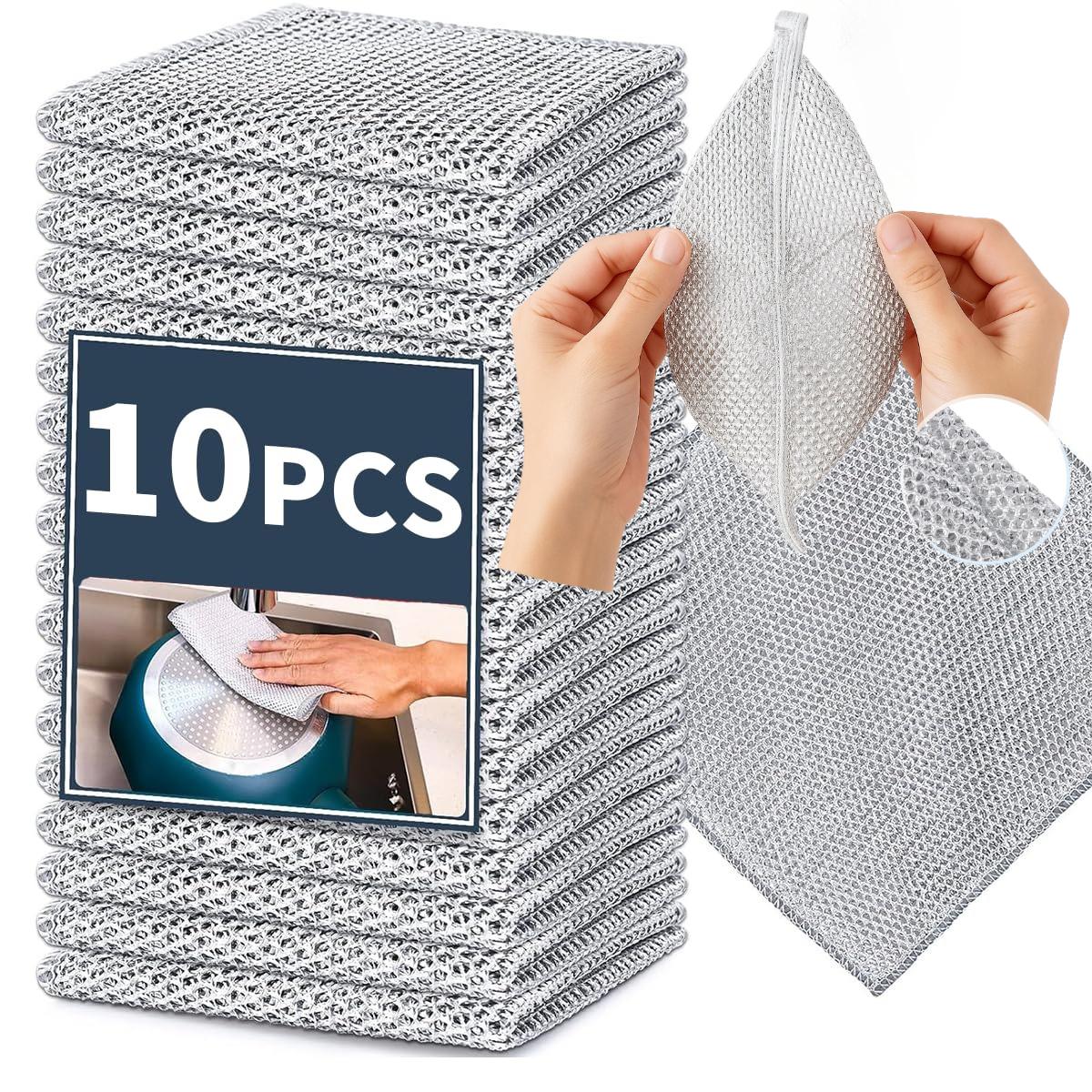 Cotton Kitchen Dishclothmetal Cleaning Cloth Home Cleaning Cloth Multifunctional Non-Scratch Wire Dishcloth Kitchen Supplies