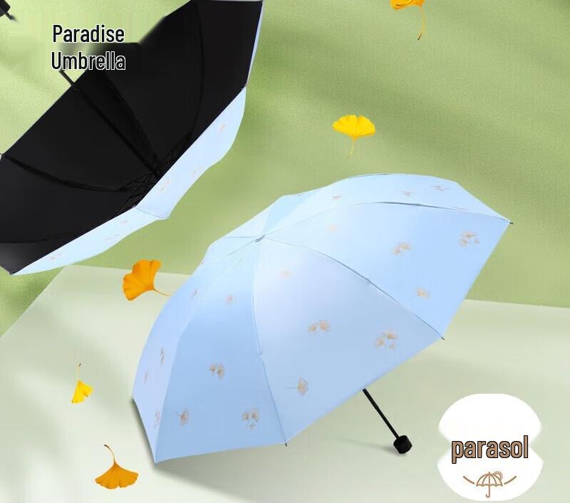 Paradise Ginkgo Leaf Black UV Sun & Rain Umbrella