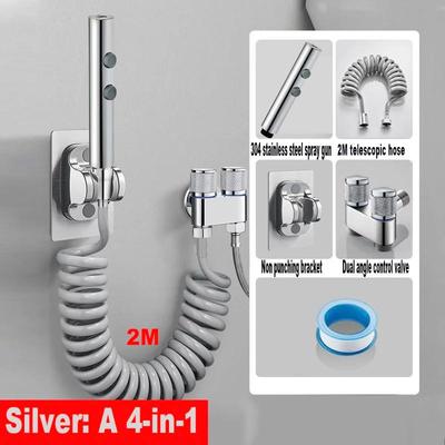 Stainless Steel Double Button Handheld Toilet Bidet Faucet Rain Sprayer Set Handheld Sprayer Shower Self Cleaning