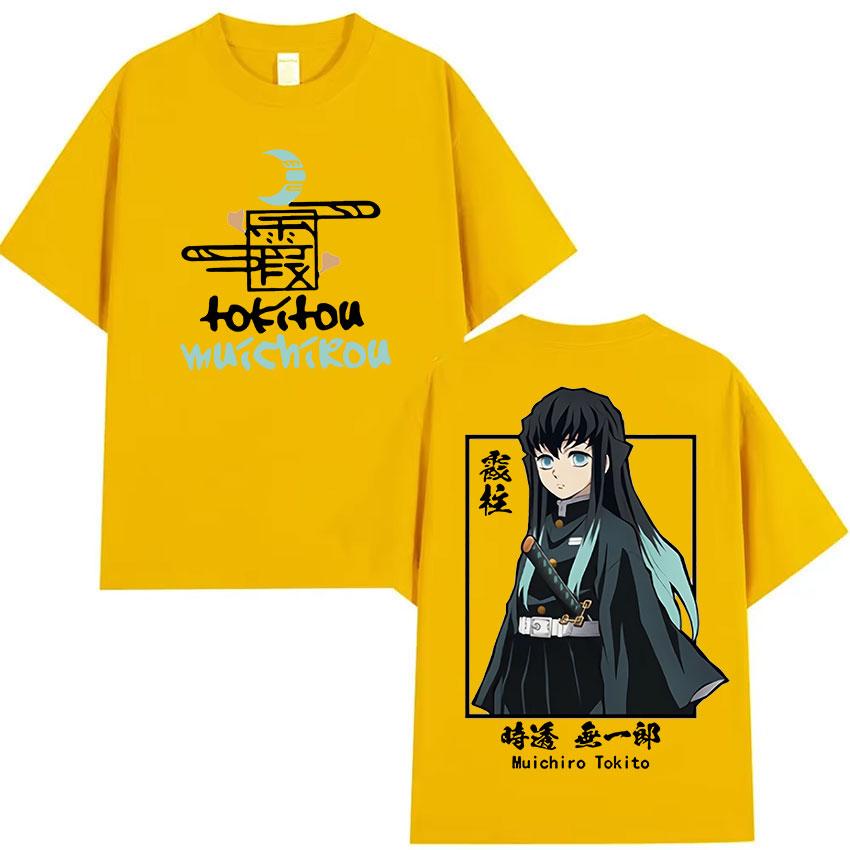 Anime Muichiro Tokito Vintage Graphic Tee Shirt Mens Women Clothing Fashion Oversized T-Shirts Gothic High Street Cotton T-Shirt