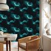 Watercolor Galaxy Wallpaper Turquoise, Black and Sea Blue 50x1000