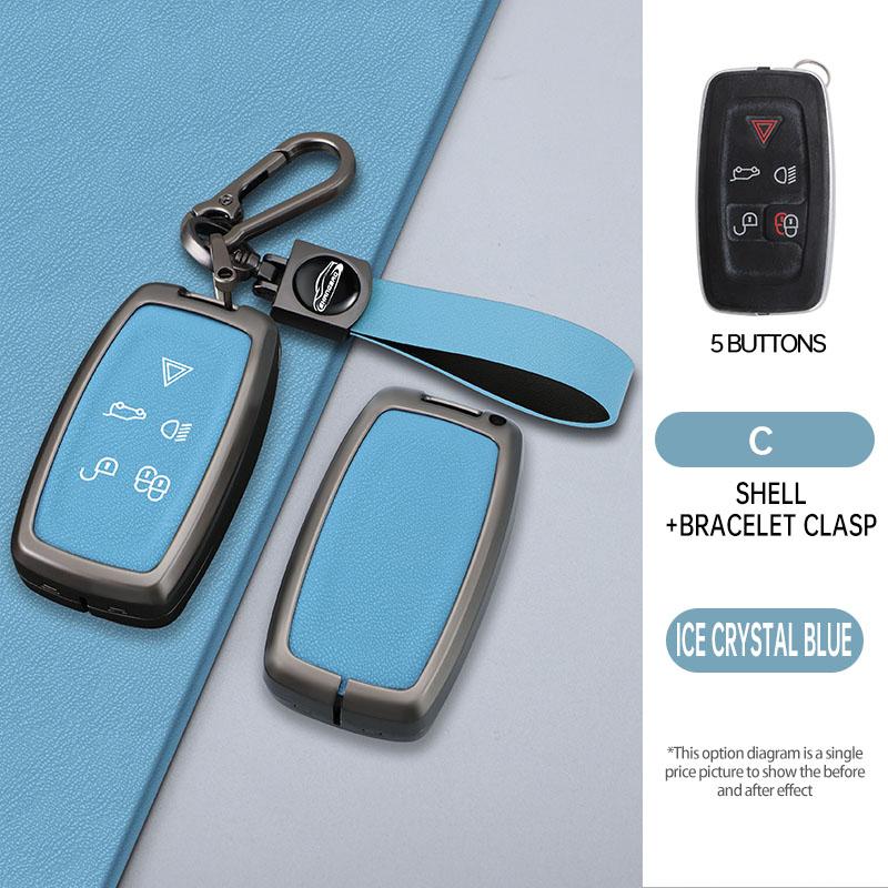 Car Key Case Cover For Land Rover Sport Freelander Discovery 4 Range Rover Sport Lr4 2010-2012 Zinc Alloy Leather Auto Keychain