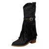 Cowboy Boots For Women Western Boot Pointed Toe Low Chunky Heel Tassel Decoration Booties Ladies Boots Women Wide Calf Rain
