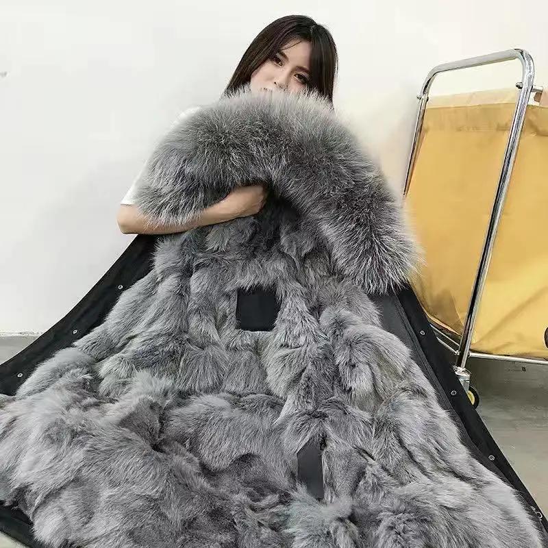 

WTEMPO Осень-зима Женские свободные съемные пальто с подкладкой из искусственного меха, большие размеры, однотонные повседневные куртки с капюшоном, женские теплые длинные парки 4XL серый