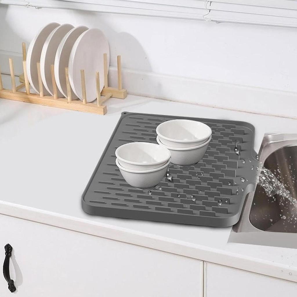 Dish Drying Mat For Counter Kitchen Counter Drying Mat Silicone Non-Slip Tableware Pad Drainage Holder For Bowl Plates Cutlery
