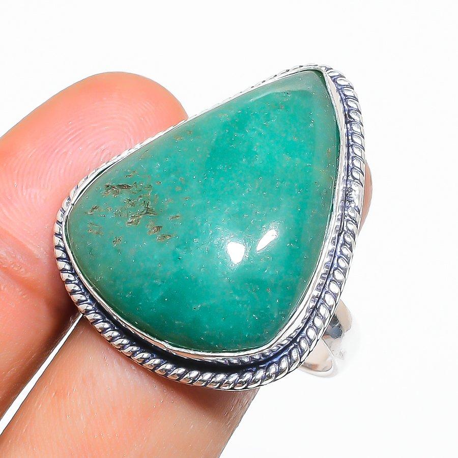 

Natural Chrysoprase Gemstone 925 Sterling Silver Jewelry Ring Size 10.5 r1C61