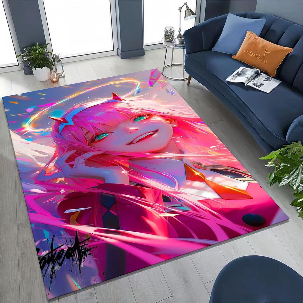 002 Zero Two DARLING in FRANXX Sexy Girl Cartoon Carpet Rug for Bedroom Living Room Sofa Home Doormat Decor,Non-slip Floor Mat