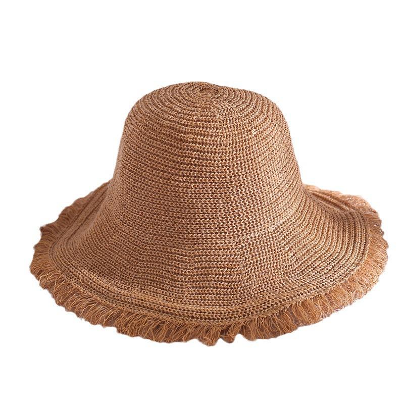 Xue Li Women's Korean Wide-Brim Straw Hat - Breathable, Raw Edge, Sun Protection for Summer and Beach