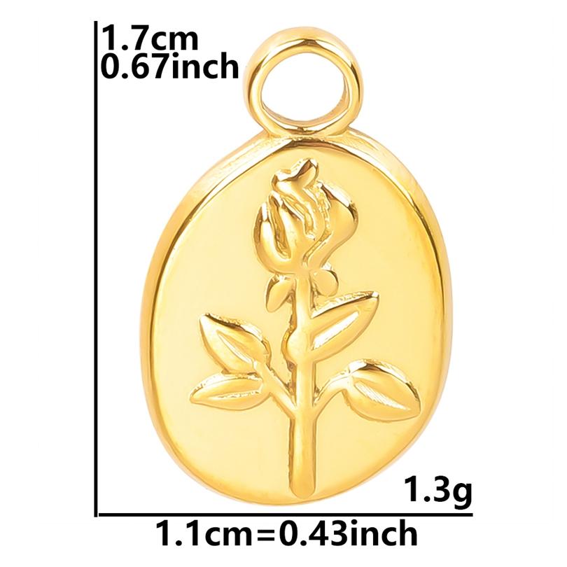 

6pcs Antique Relief Rose Tulip Sunflower Stainless Steel Charms For Jewelry Making Bulk Royal Court Style Oval Handmade Pendant
