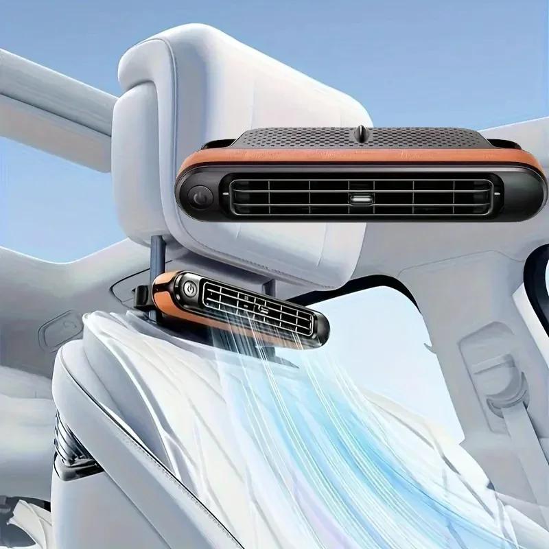 Car Seat Fan Front Rear Seat Headrest Cooling Air Fan Refrigeration 3 Speed With Independent Switch Car Interior Decor Fan