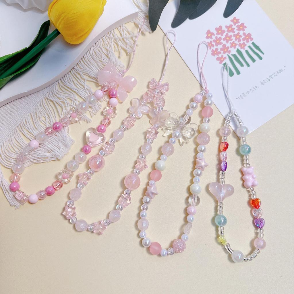 Pink Bear Bow Cell Phone Charm: Anti-Drop Lanyard & Wrist Strap