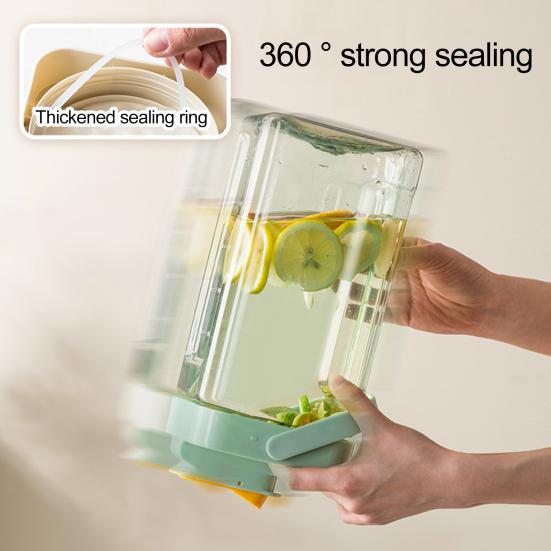 3.5L Cold Kettle with Faucet Funny Sticker Large Capacity Water Jug Fruit Teapot Lemonade Bucket Clear