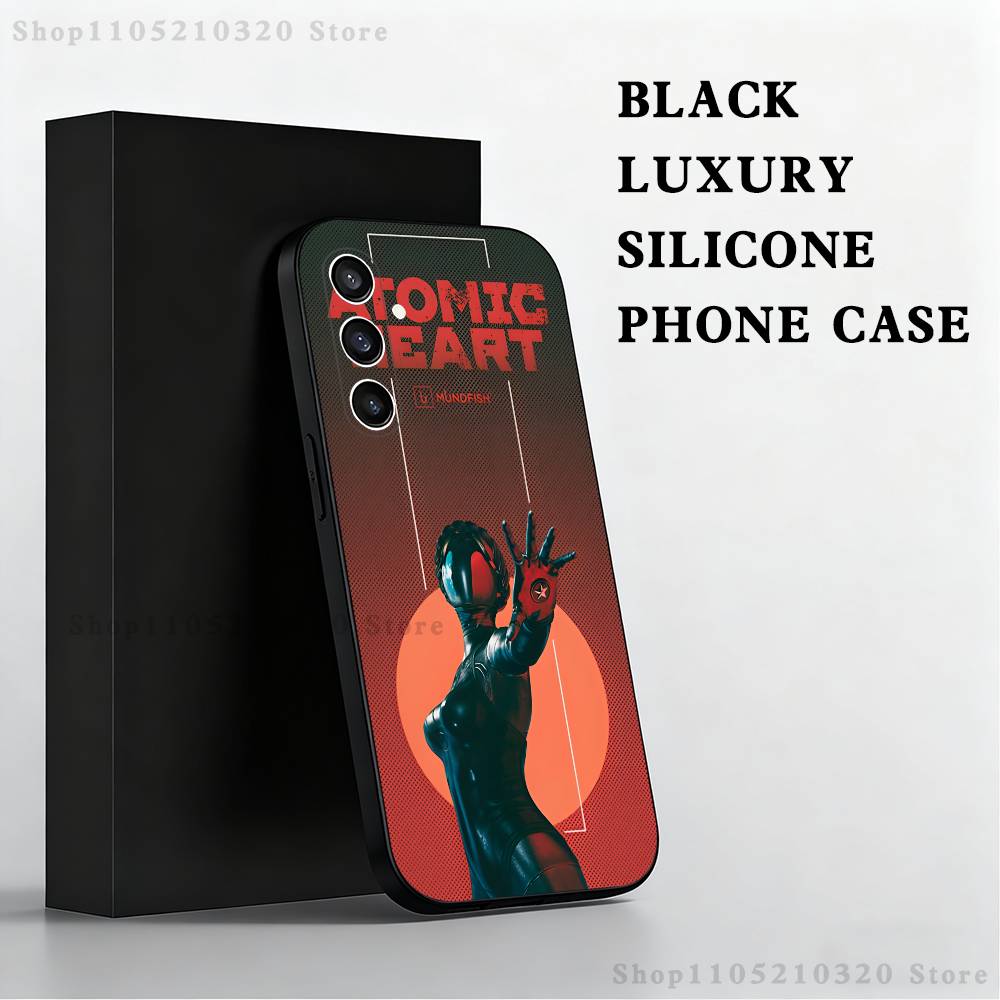 

Game A-Atomic H-Heart Phone Case For Samsung S25,S24 Ultra,S20,S30 plus,S22 plus,S23,S30 Ultra 5G Silicone Black Shell SamsungS23 5G
