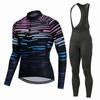 Mens Long Sleeve Cycling Jersey Set Breathable Quick Dry Bike Riding Sportswear