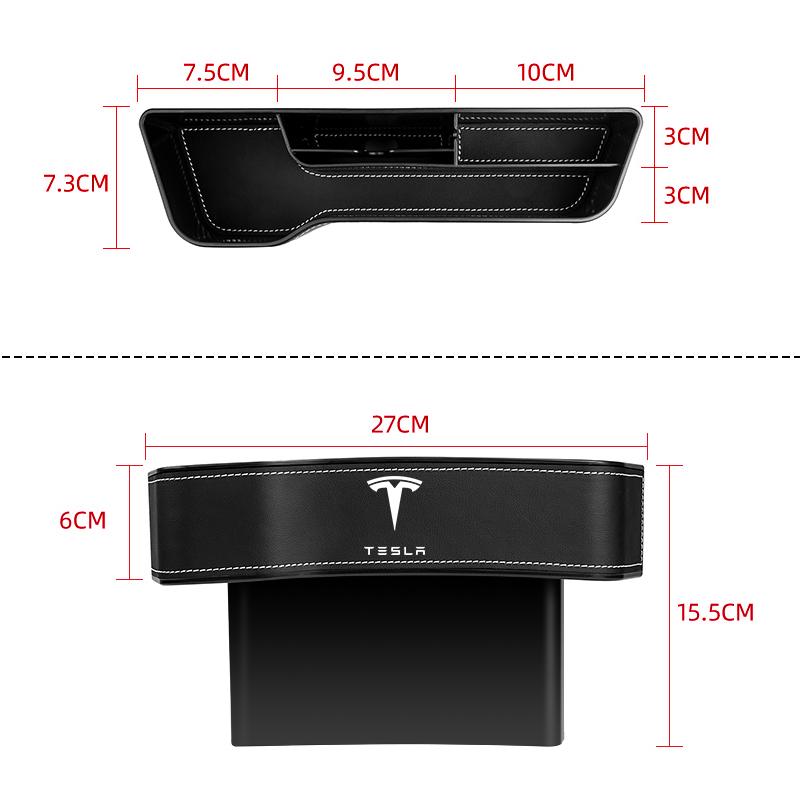 2Pcs Multifunctional Car Seat Crevice Storage Box Seat Gap Slit Pocket Manager For Tesla Model 3 Model S Model X Y Roadster Performance