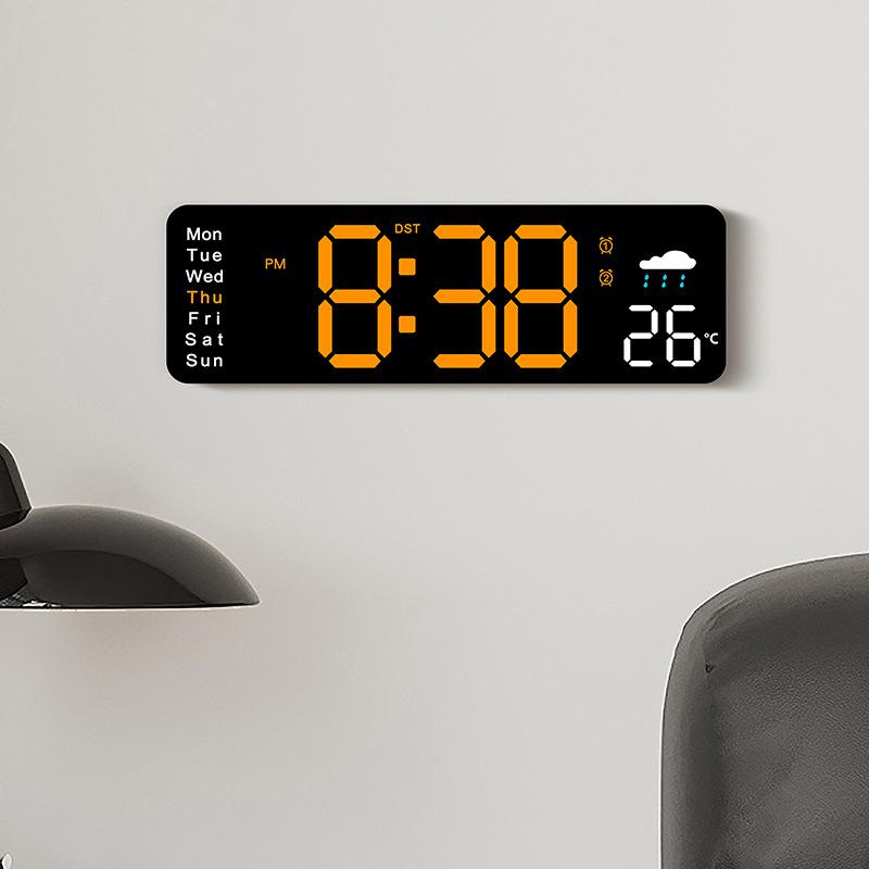 Multifunctional creative weather clock Multifunctional living room wall clock New product alarm clock temperature display clock 6656