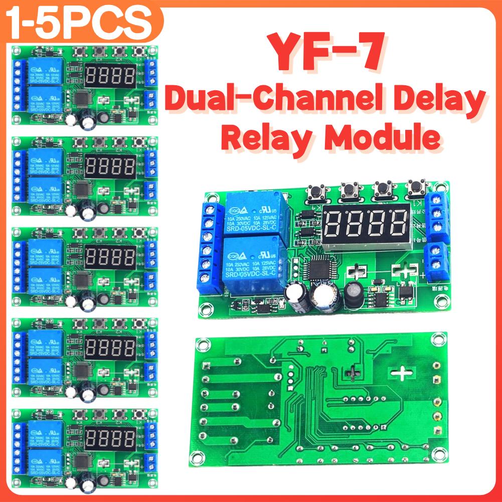 

YF-7 Dual-Channel Delay Relay Module Pulse Trigger Cycle Timer 0.01s-999m 7-30V 1PCS