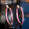 Cute Small Green Blue Red Zircon Stone Hoop Earrings For Women Charm Female Rose Gold Color Wedding Jewelry Gift